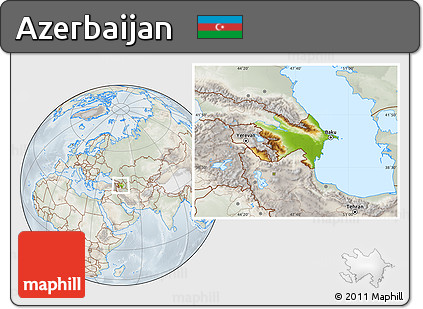 Physical Location Map of Azerbaijan, lighten, semi-desaturated