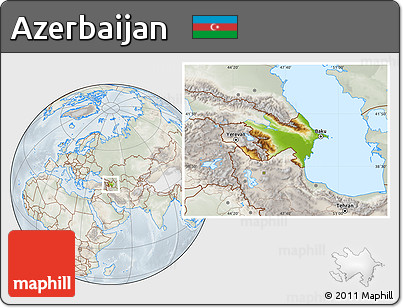 Physical Location Map of Azerbaijan, lighten, semi-desaturated