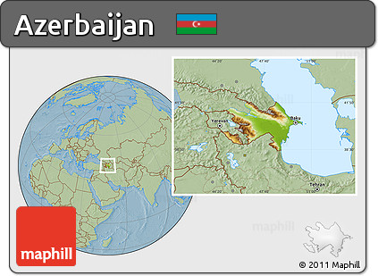 Physical Location Map of Azerbaijan, savanna style outside, hill shading
