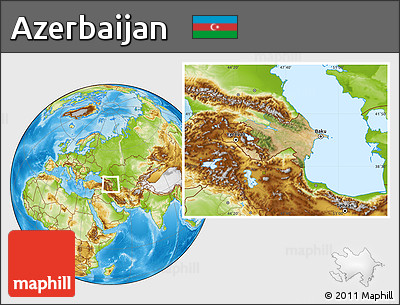 Satellite Location Map of Azerbaijan, physical outside