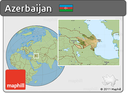 Satellite Location Map of Azerbaijan, savanna style outside