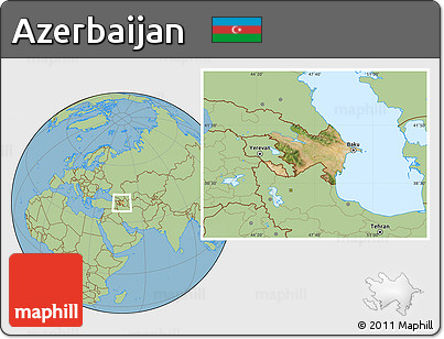 Satellite Location Map of Azerbaijan, savanna style outside