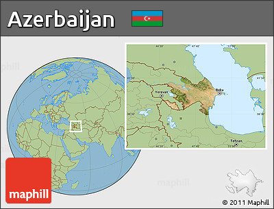 Satellite Location Map of Azerbaijan, savanna style outside