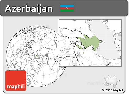 Savanna Style Location Map of Azerbaijan, blank outside
