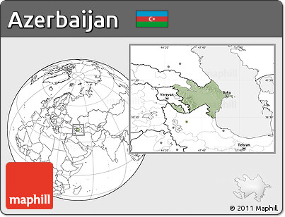 Savanna Style Location Map of Azerbaijan, blank outside, hill shading inside
