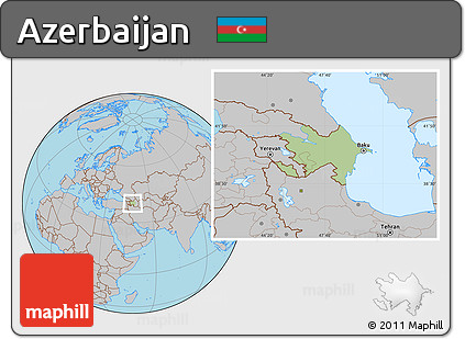 Savanna Style Location Map of Azerbaijan, gray outside