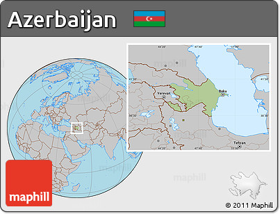 Savanna Style Location Map of Azerbaijan, gray outside