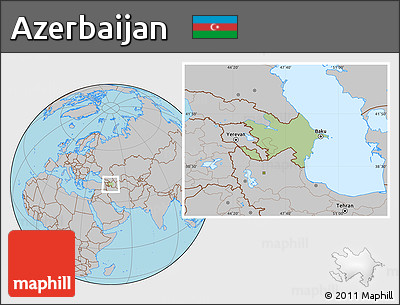 Savanna Style Location Map of Azerbaijan, gray outside