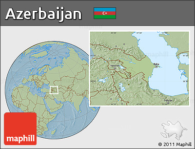 Savanna Style Location Map of Azerbaijan, hill shading outside