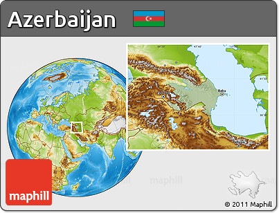 Savanna Style Location Map of Azerbaijan, physical outside, hill shading