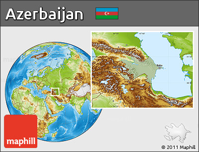 Savanna Style Location Map of Azerbaijan, physical outside, hill shading