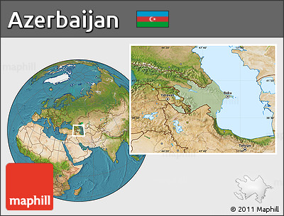 Savanna Style Location Map of Azerbaijan, satellite outside, hill shading
