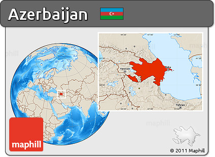 Shaded Relief Location Map of Azerbaijan