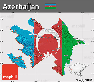 Flag Map of Azerbaijan, flag aligned to the middle