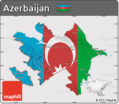 Flag Map of Azerbaijan, flag aligned to the middle