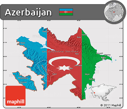 Flag Map of Azerbaijan, flag rotated