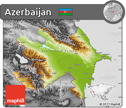 Physical Map of Azerbaijan, desaturated