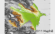 Physical Map of Azerbaijan, desaturated, land only