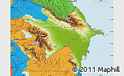 Physical Map of Azerbaijan, political outside