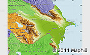 Physical Map of Azerbaijan, political shades outside