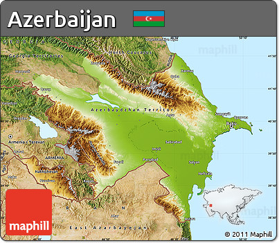 Physical Map of Azerbaijan, satellite outside
