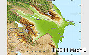 Physical Map of Azerbaijan, satellite outside