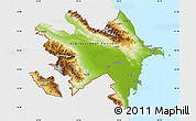 Physical Map of Azerbaijan, single color outside, bathymetry sea