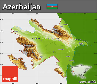 Physical Map of Azerbaijan, single color outside