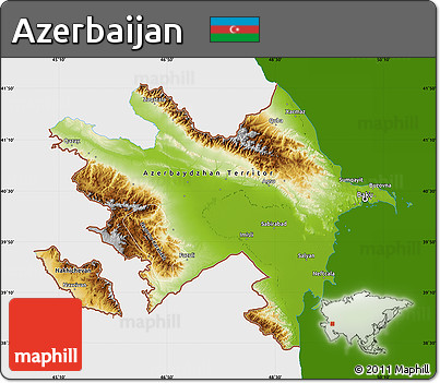 Physical Map of Azerbaijan, single color outside