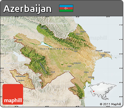Satellite Map of Azerbaijan, lighten