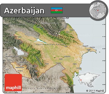 Satellite Map of Azerbaijan, semi-desaturated