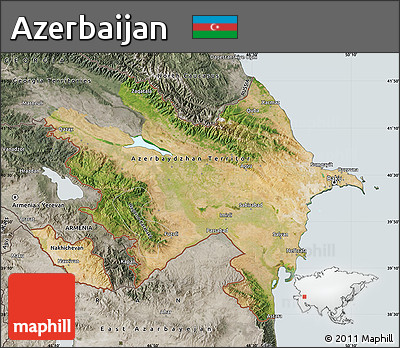 Satellite Map of Azerbaijan, semi-desaturated