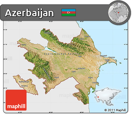 Satellite Map of Azerbaijan, single color outside