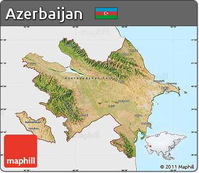 Satellite Map of Azerbaijan, single color outside