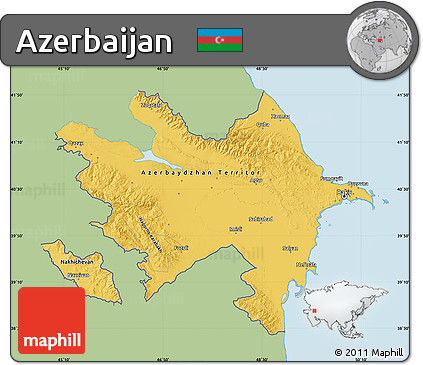 Savanna Style Map of Azerbaijan, single color outside