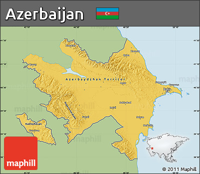 Savanna Style Map of Azerbaijan, single color outside