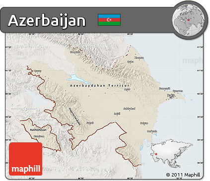 Shaded Relief Map of Azerbaijan, lighten