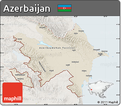 Shaded Relief Map of Azerbaijan, lighten