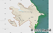 Shaded Relief Map of Azerbaijan, single color outside, satellite sea