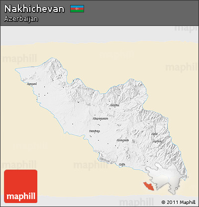 Classic Style 3D Map of Nakhichevan, single color outside