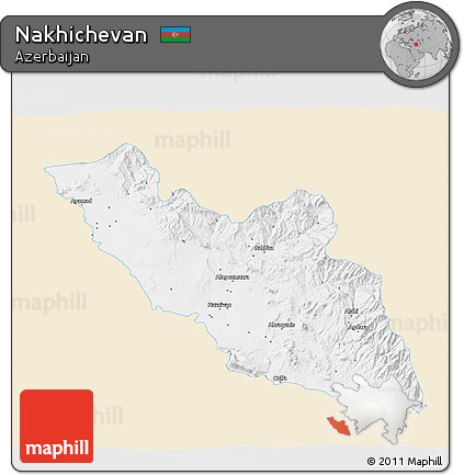 Classic Style 3D Map of Nakhichevan, single color outside