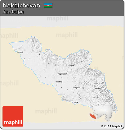 Classic Style 3D Map of Nakhichevan, single color outside