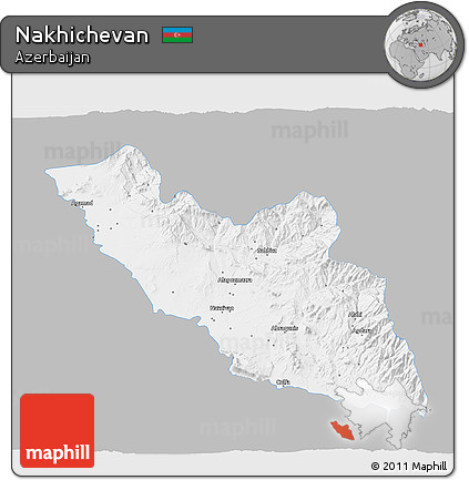 Gray 3D Map of Nakhichevan, single color outside