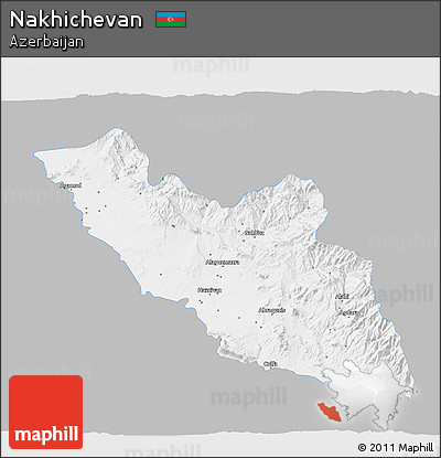 Gray 3D Map of Nakhichevan, single color outside