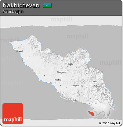 Gray 3D Map of Nakhichevan, single color outside