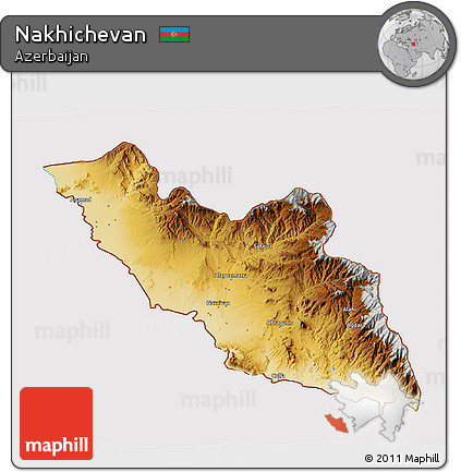 Physical 3D Map of Nakhichevan, cropped outside