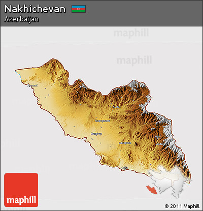 Physical 3D Map of Nakhichevan, cropped outside