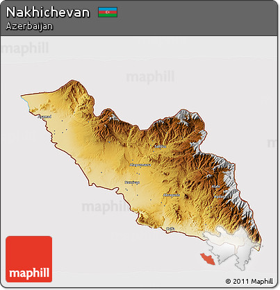 Physical 3D Map of Nakhichevan, cropped outside