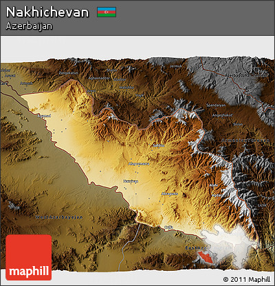 Physical 3D Map of Nakhichevan, darken