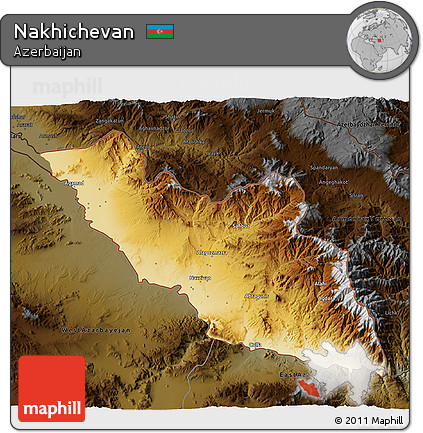 Physical 3D Map of Nakhichevan, darken